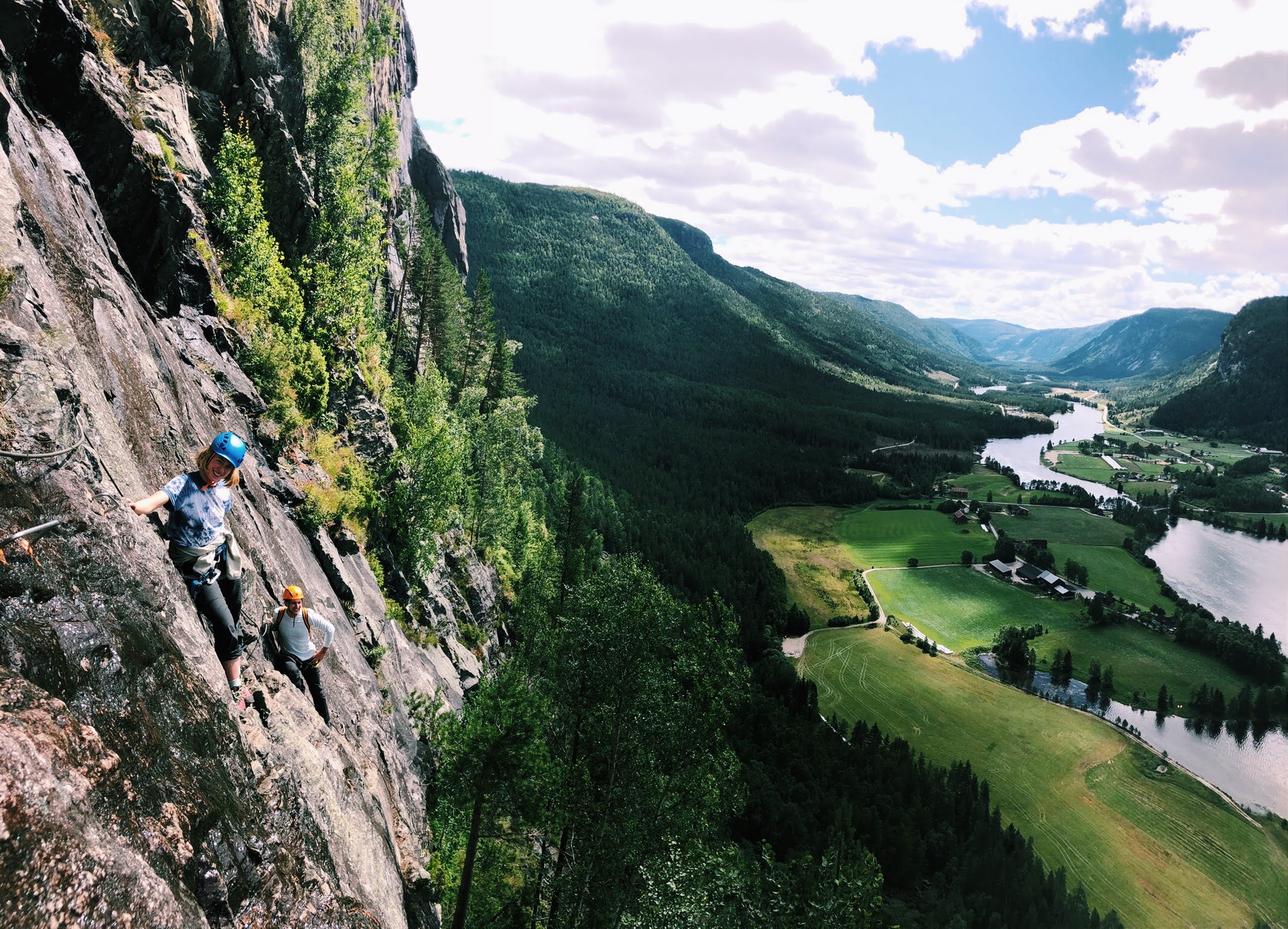 David a group of friends climbing mountain in Norway