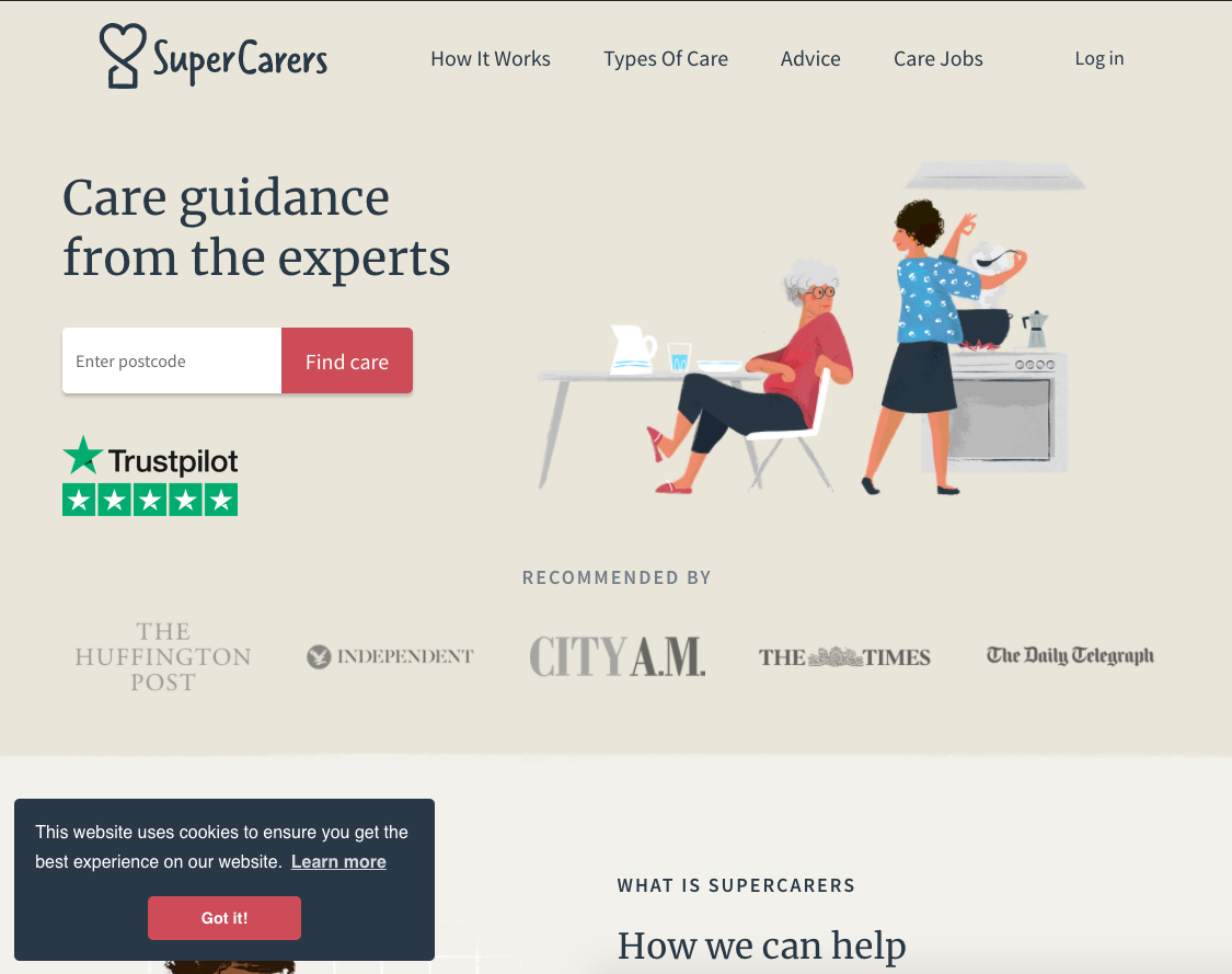 SuperCarers homepage